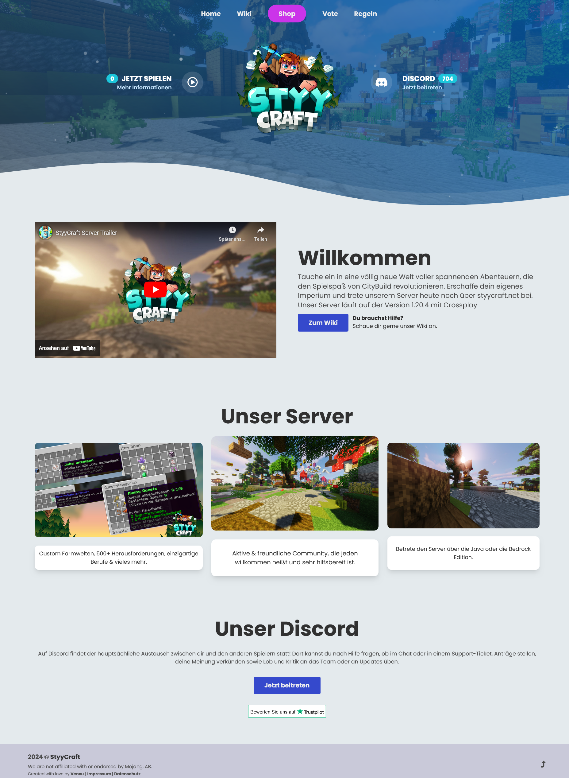 Enterprise Minecraft Website Template